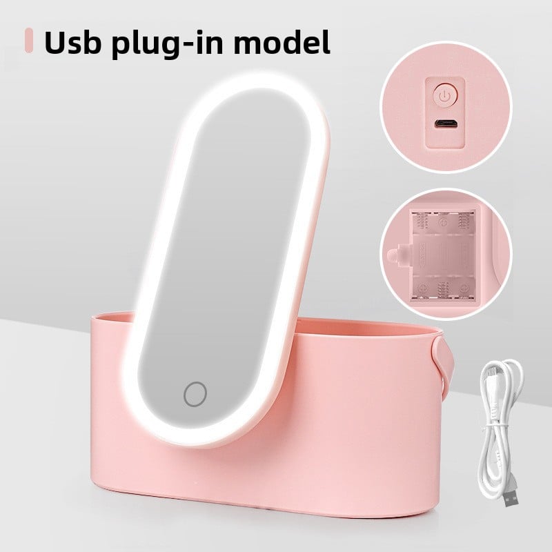 Voltarq Portable LED Makeup Mirror with Storage Base