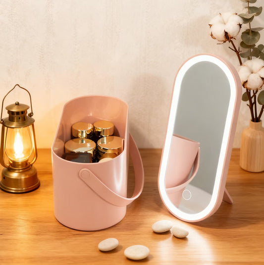 Voltarq Portable LED Makeup Mirror with Storage Base