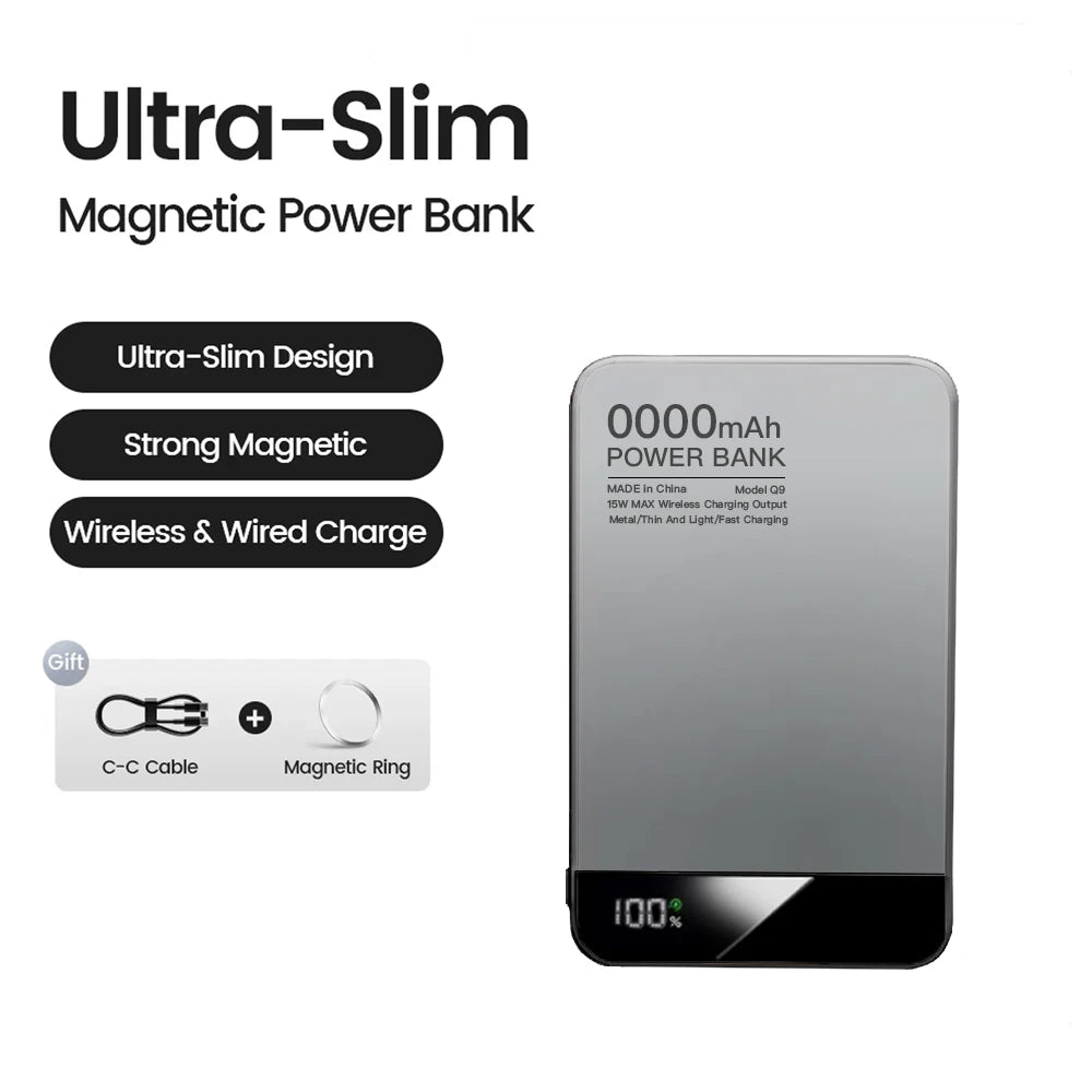 Ultra-Slim Magnetic Power Bank 10,000mAh – 20W Fast Charge