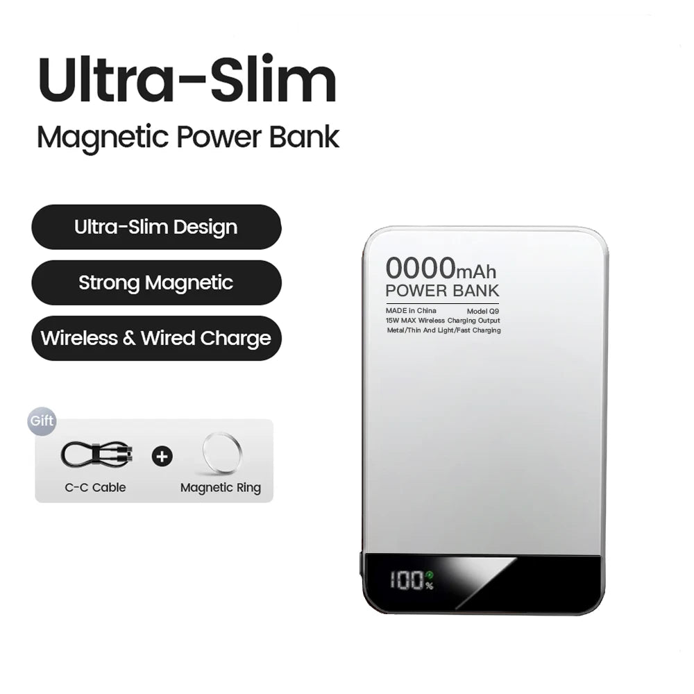 Ultra-Slim Magnetic Power Bank 10,000mAh – 20W Fast Charge